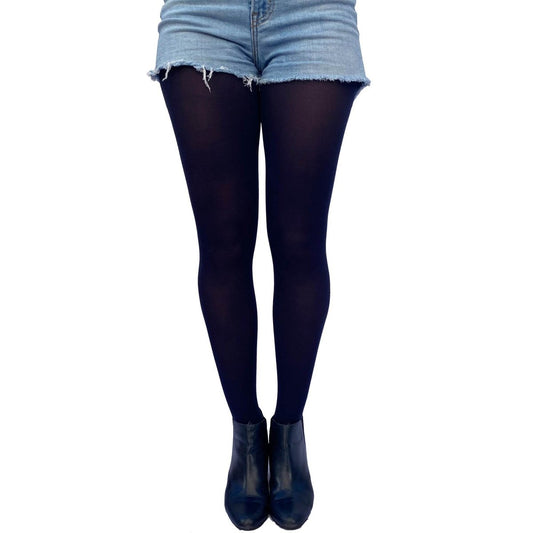 Navy Blue Opaque Tights - AQUALTA
