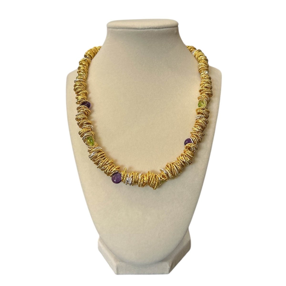 Necklace Amethyst & Peridot Gold Plated - AQUALTA