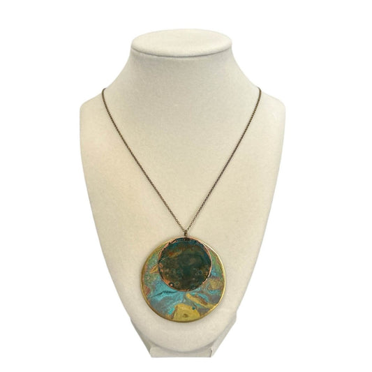 Necklace Geometric Brass & Copper Eclipse - AQUALTA