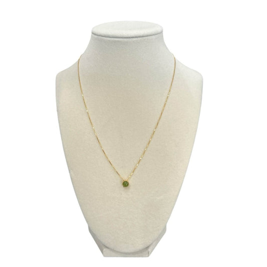 Necklace Gold Chain with Green Jade Pearl - AQUALTA