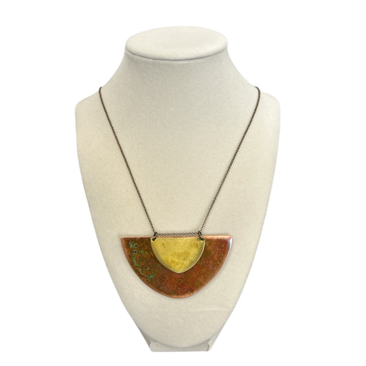 Rose Gold Necklace Geometric Brass & Copper Pluto Hoiko sold at Aqualta