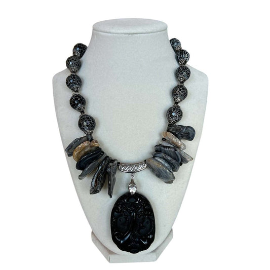 Obsidian Pendant Necklace - AQUALTA