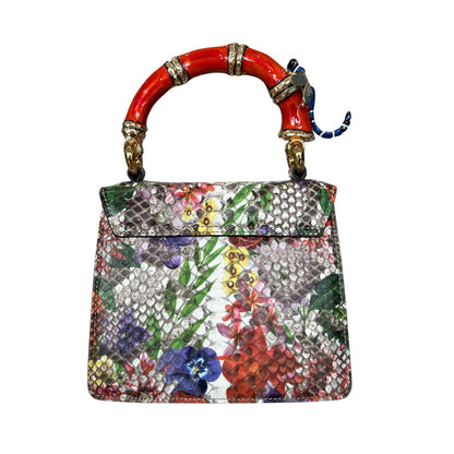 Colorful floral luxury handbag with handle designed by Biagini
