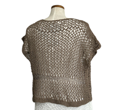Handcrafted Italian loose-knit taupe pullover from Chiara Toffanin at Aqualta