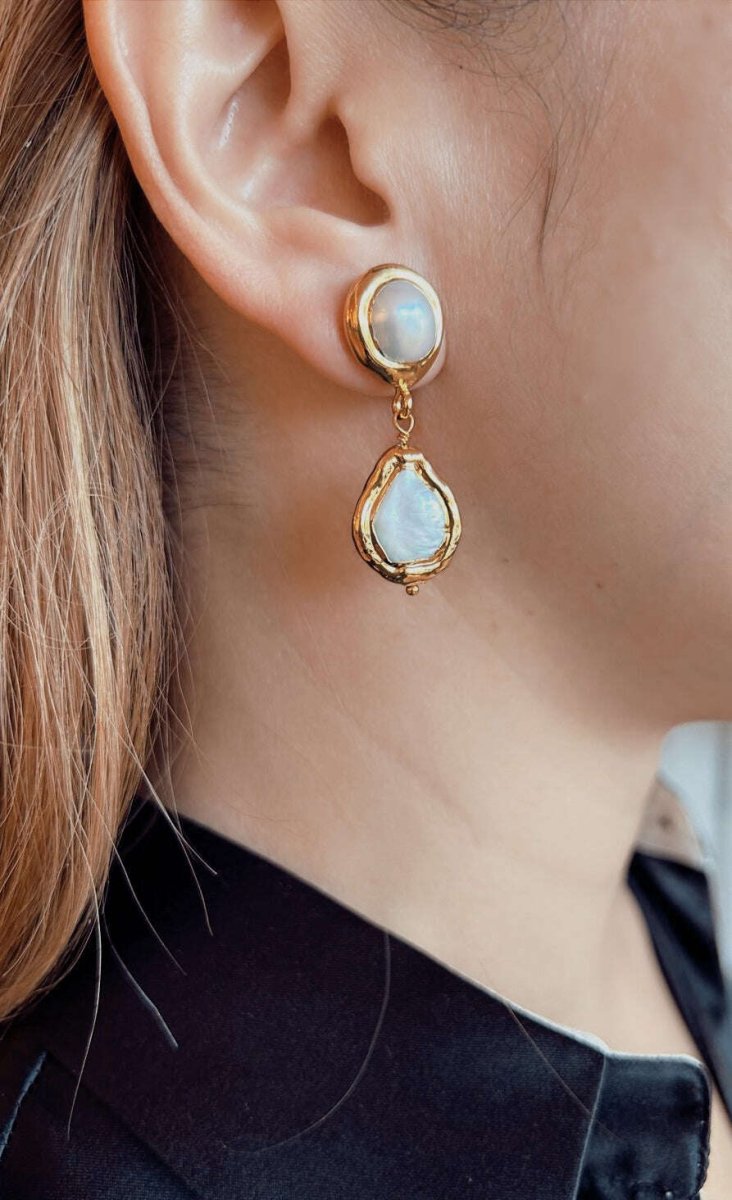 Pearl & Gold Earrings - AQUALTA