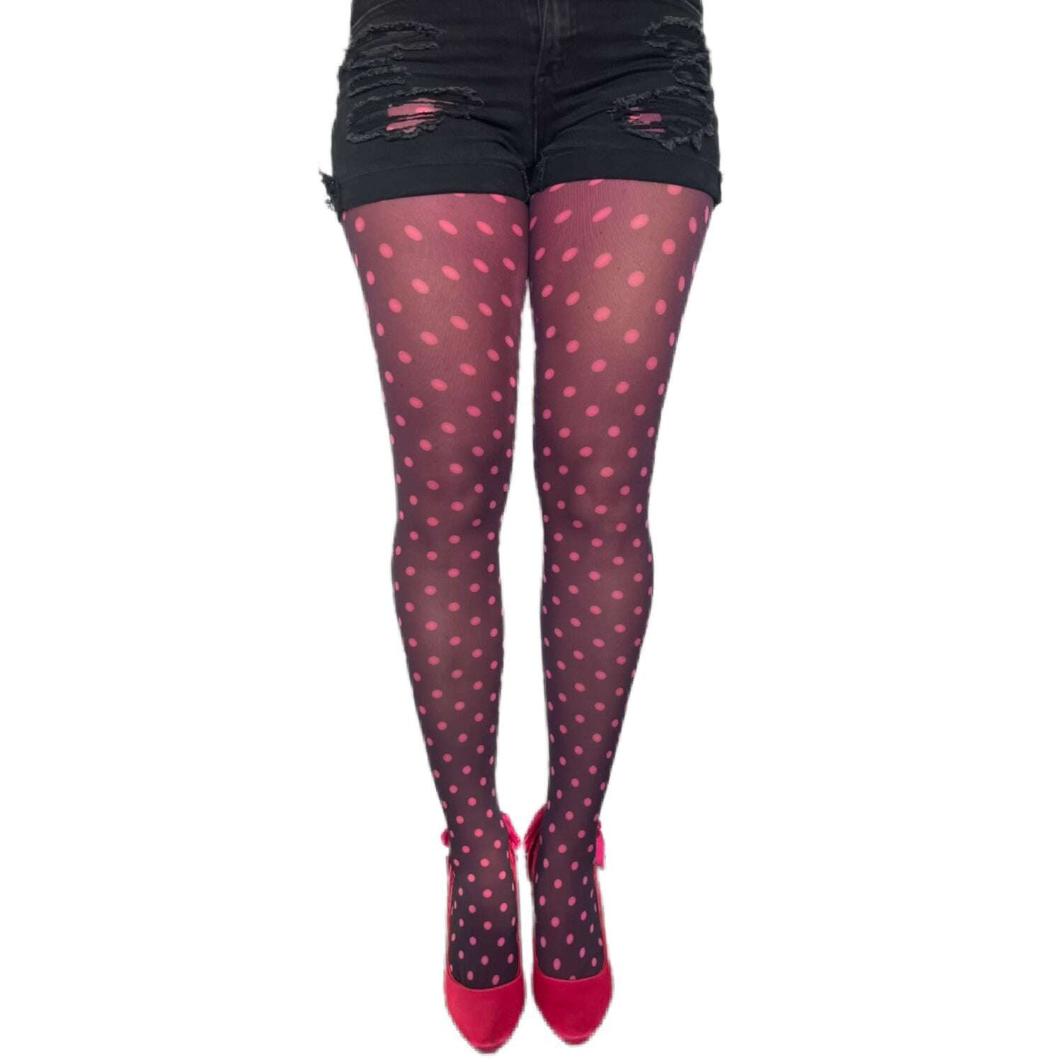 Pink Polka Dot Patterned Tights AQUALTA