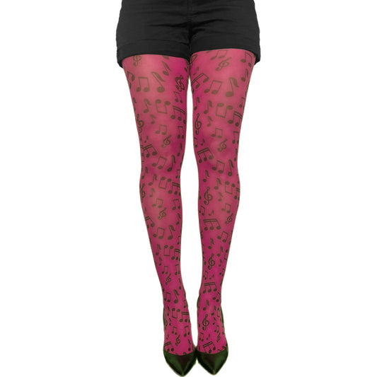 Pink Musical Notes Tights for women Malka Chic sold at Aqualta