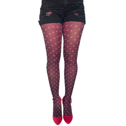 Pink Polka Dot Patterned Tights - AQUALTA