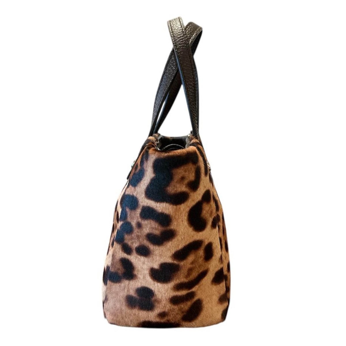 Pony hair small Satchel Brown Leopard print - AQUALTA