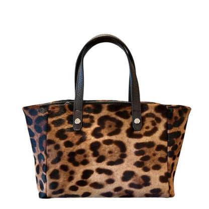 Pony hair small Satchel Brown Leopard print - AQUALTA