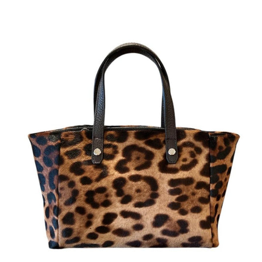 Pony hair small Satchel Brown Leopard print - AQUALTA