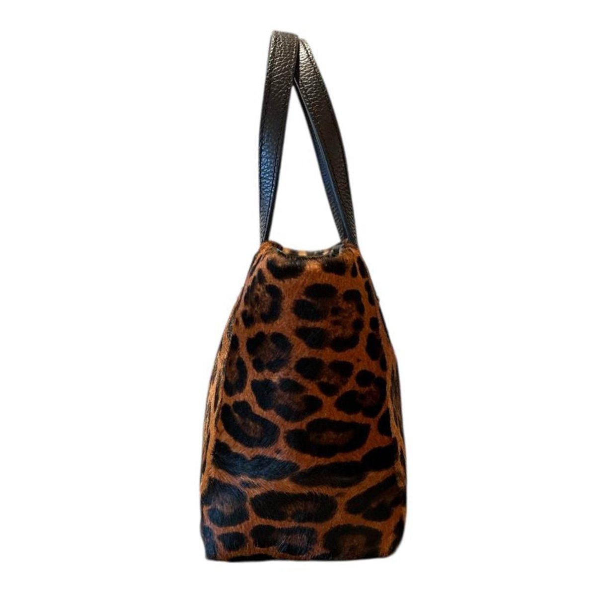 Pony hair small Satchel Camel Leopard print - AQUALTA