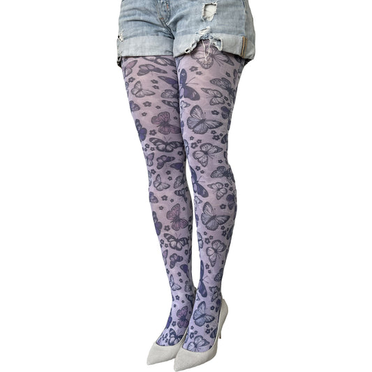 Check out our Purple Butterfly Patterned Printed Tights For Women Malka Chic available at Aqualta