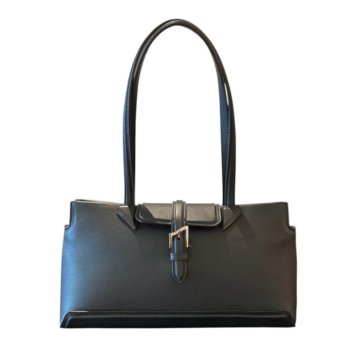 Rectangular leather Satchel Bag Black - AQUALTA