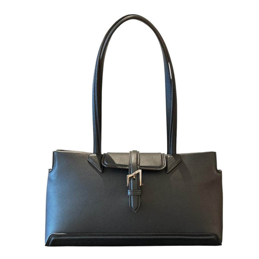 Rectangular leather Satchel Bag Black - AQUALTA