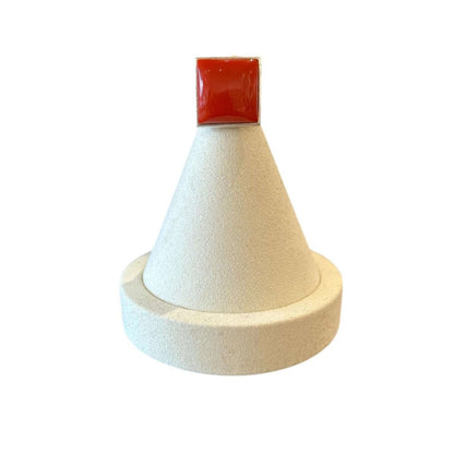 Red Coral Square Cabochon & Silver - AQUALTA