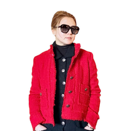 Red Tweed Short Jacket - AQUALTA