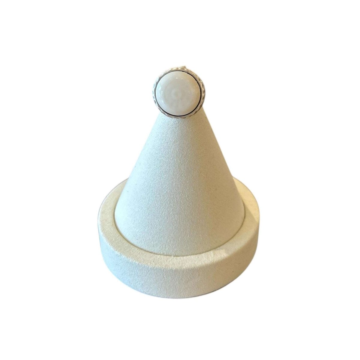 Round Bone Cabochon on Silver Ring - AQUALTA