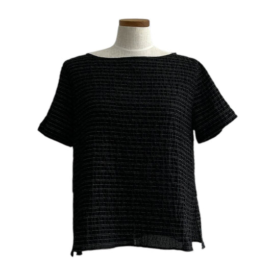 Round Neck Blouse thin Stripes Black and White - AQUALTA
