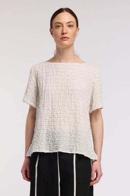 Round Neck Blouse thin Stripes white/black - AQUALTA