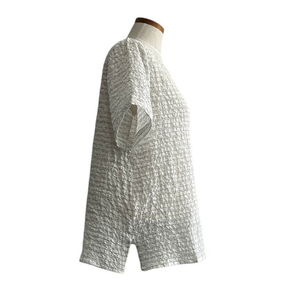 Round Neck Blouse thin Stripes white/black - AQUALTA