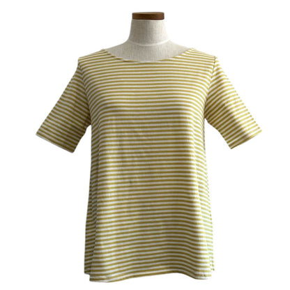 Round Neck Tee Short Sleeves Stripes Cream & Gold - AQUALTA