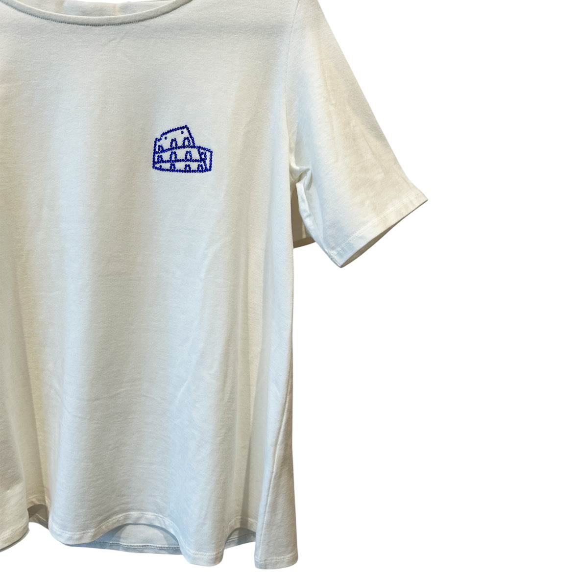 Round Neck Tee Short Sleeves White with sparkle design - AQUALTA