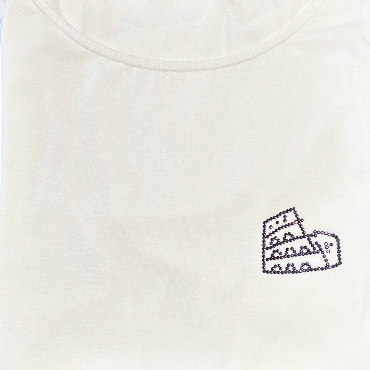 Round Neck Tee Short Sleeves White with sparkle design - AQUALTA