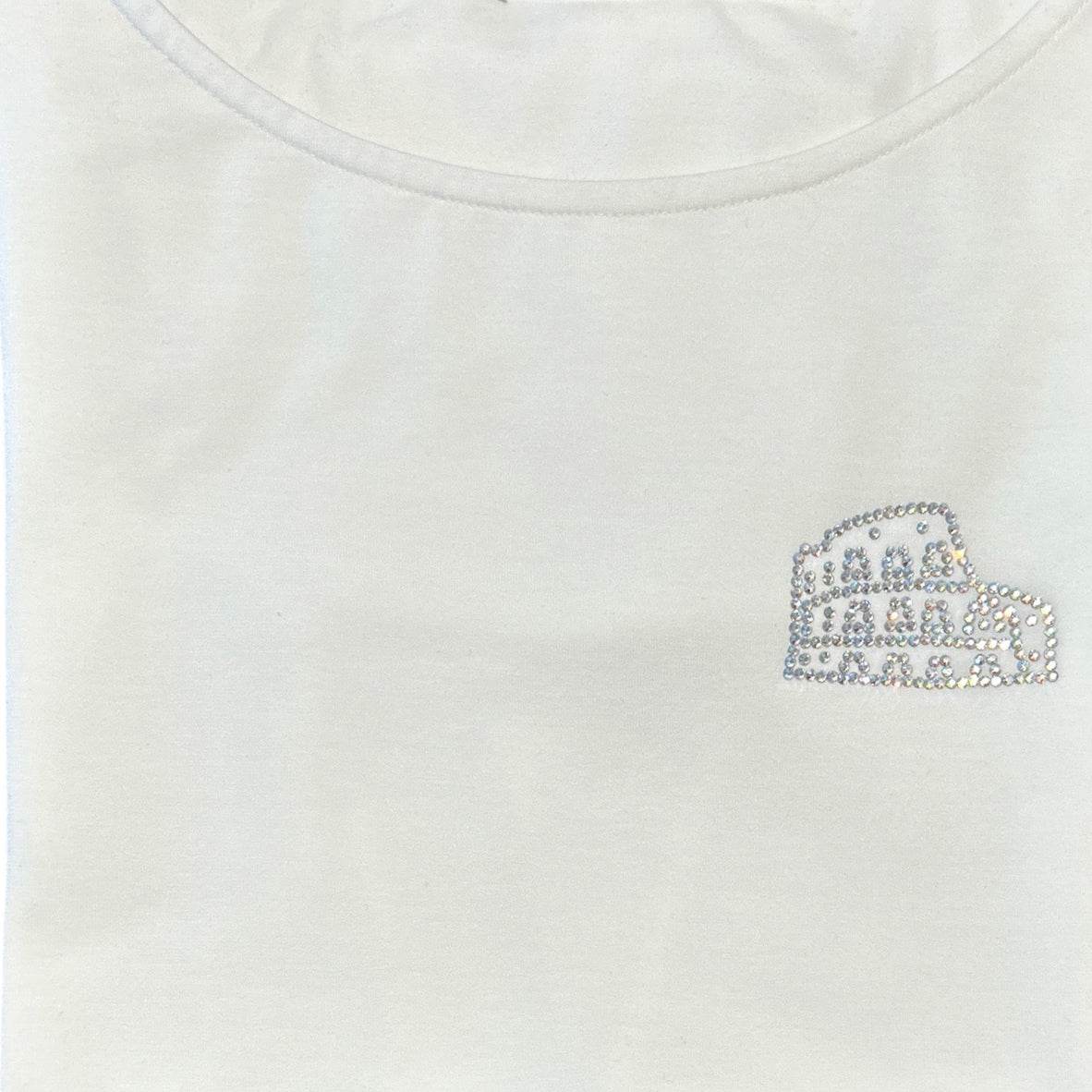Round Neck Tee Short Sleeves White with sparkle design - AQUALTA