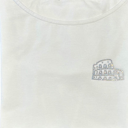 Round Neck Tee Short Sleeves White with sparkle design - AQUALTA