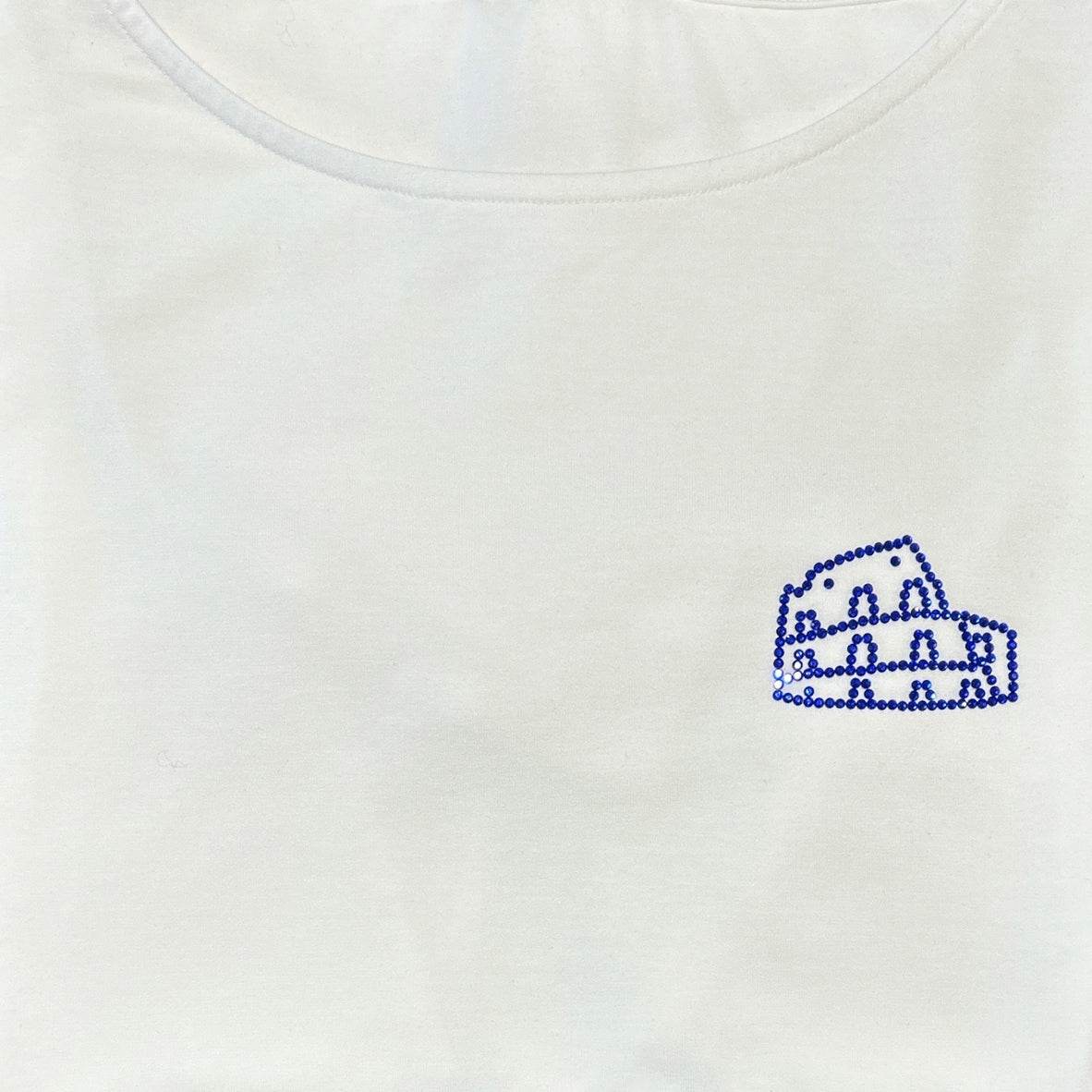 Round Neck Tee Short Sleeves White with sparkle design - AQUALTA