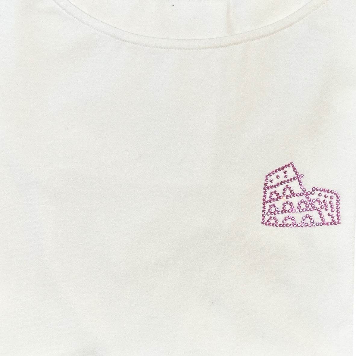 Round Neck Tee Short Sleeves White with sparkle design - AQUALTA