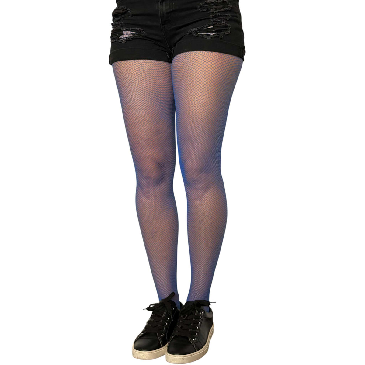 Women’s royal blue fishnet hosiery by Malka Chic, available online at Aqualta.