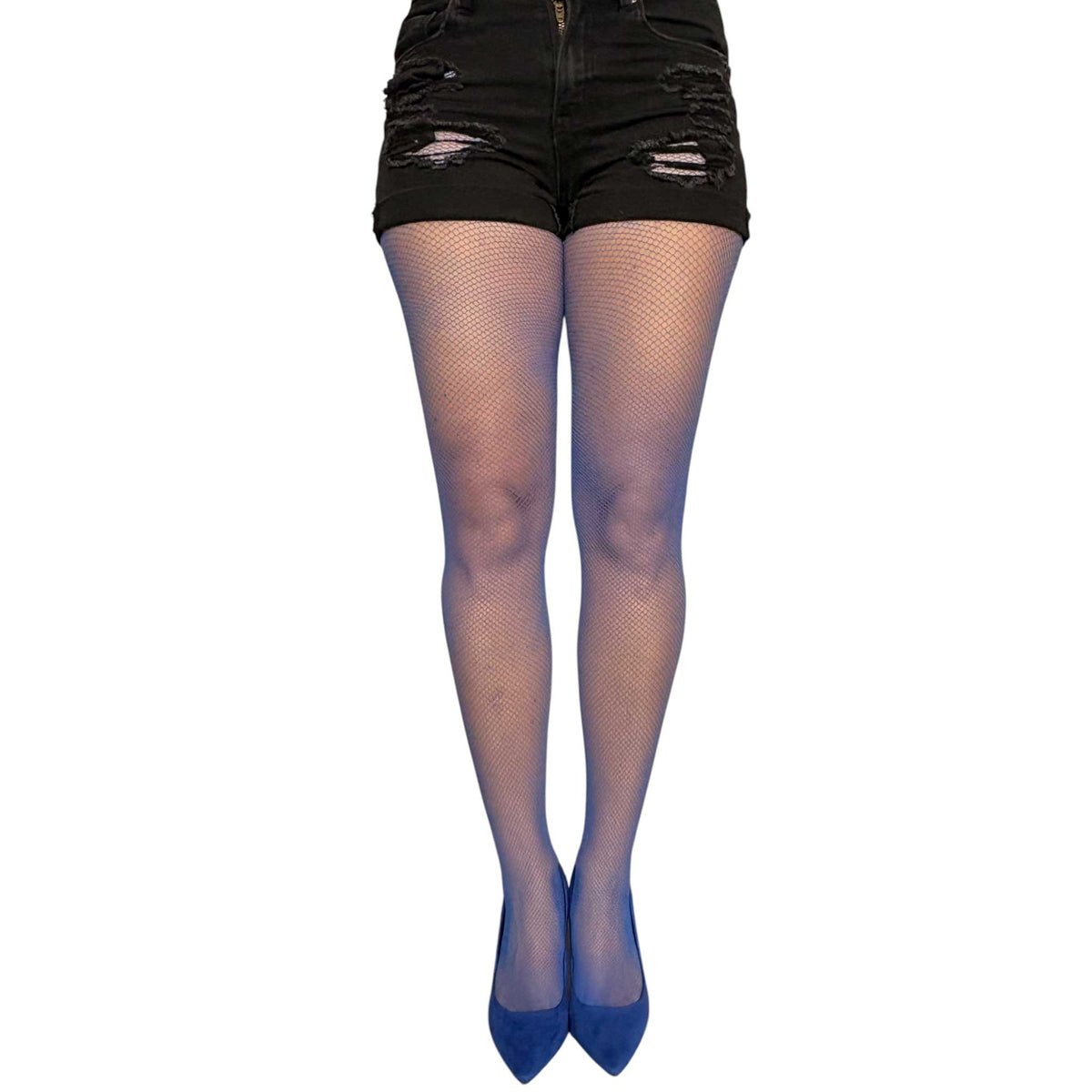 Royal Blue Fishnet Tights for Women by Malka Chic, available at Aqualta.