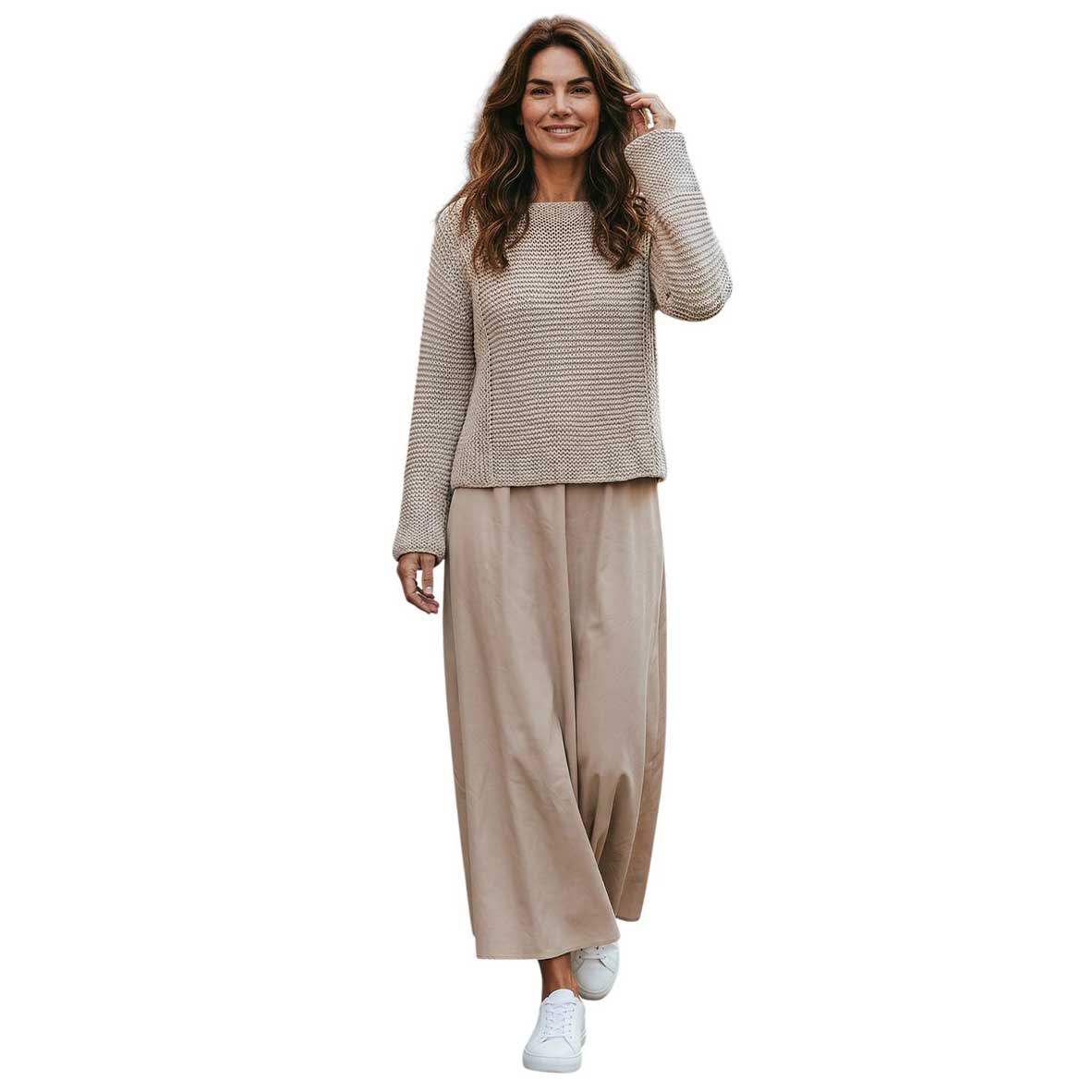 Sand Knit Crop long sleeves Sweater sold at Aqualta 4
