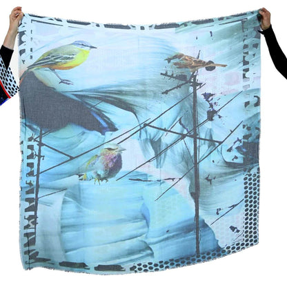 Silk Scarf L'Oiseau Blue - AQUALTA