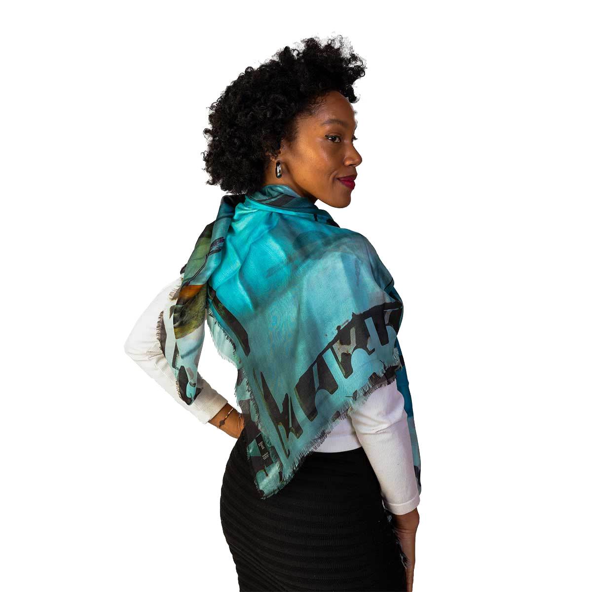 Silk Scarf L'Oiseau Blue - AQUALTA