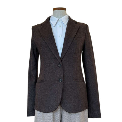 Single breast Warm Jersey Blazer Classic Brown - AQUALTA