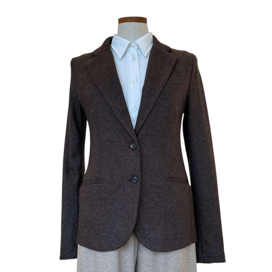 Single breast Warm Jersey Blazer Classic Brown - AQUALTA
