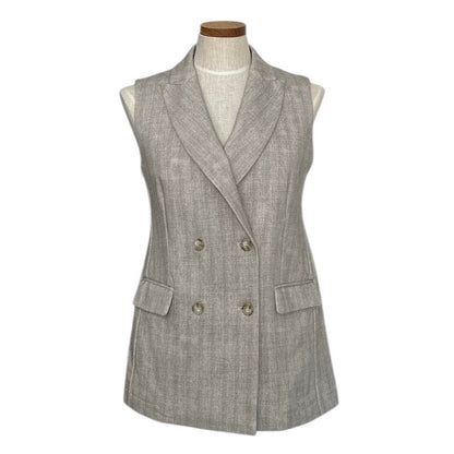 Sleeveless Jersey Jacket White Herringbone - AQUALTA