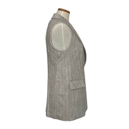 Sleeveless Jersey Jacket White Herringbone - AQUALTA