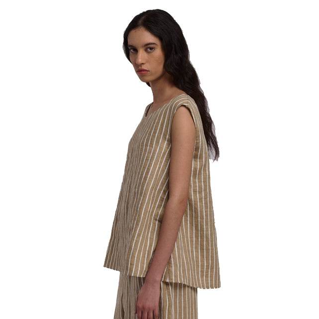 Sleeveless Top Round Neck Stripes - AQUALTA