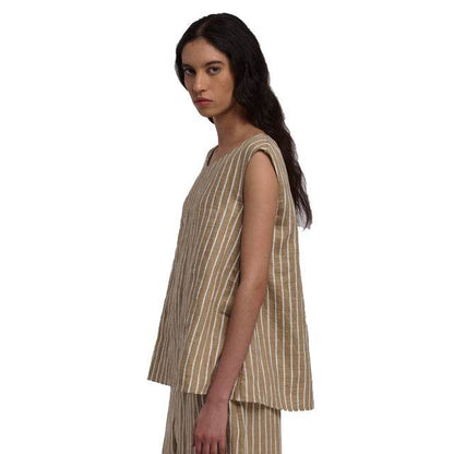 Sleeveless Top Round Neck Stripes - AQUALTA