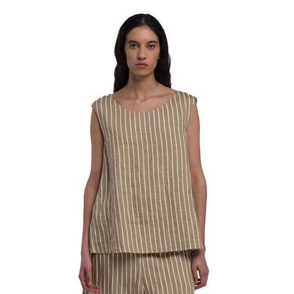 Sleeveless Top Round Neck Stripes - AQUALTA