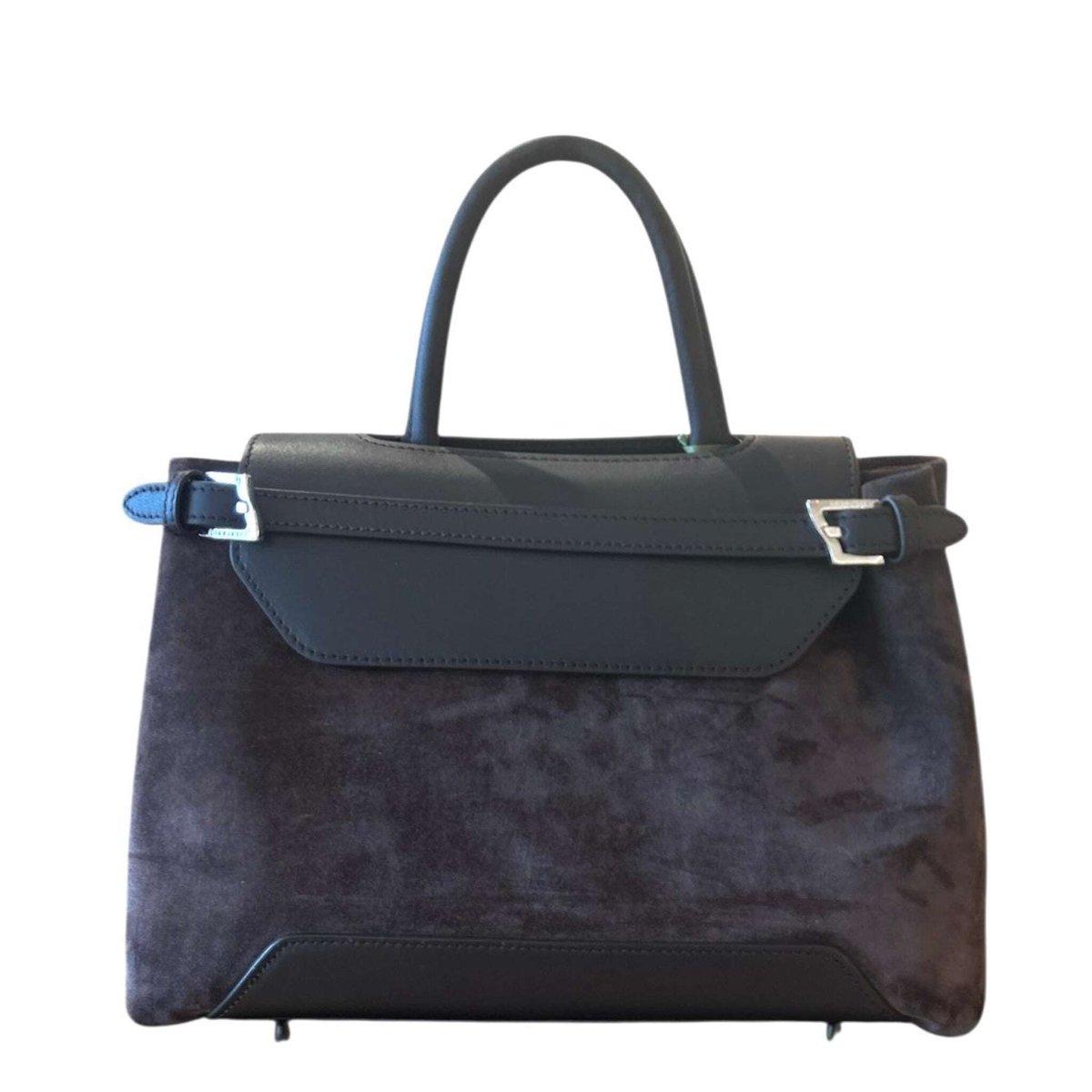 Small Suede Top handle Bag Dark Brown - AQUALTA