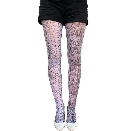 White Snake Skin Print Tights Malka Chic sold at Aqualta