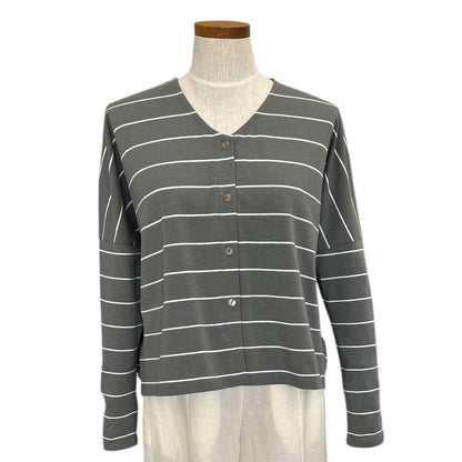 V - Neck Cardigan Stripes - AQUALTA