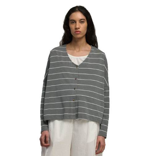 V - Neck Cardigan Stripes - AQUALTA