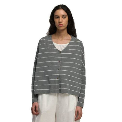 V - Neck Cardigan Stripes - AQUALTA