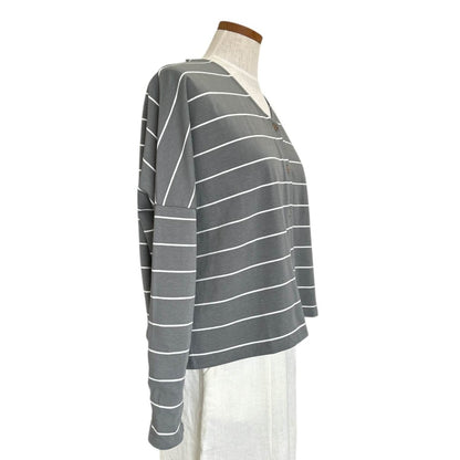 V - Neck Cardigan Stripes - AQUALTA